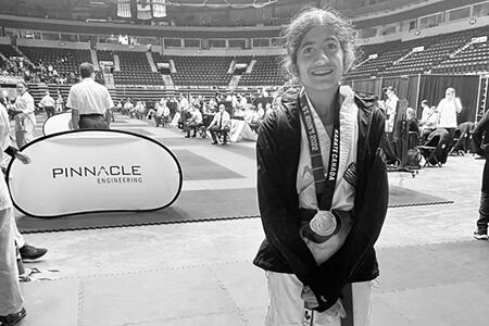 Middle School athlete Yashita at a karate competition
