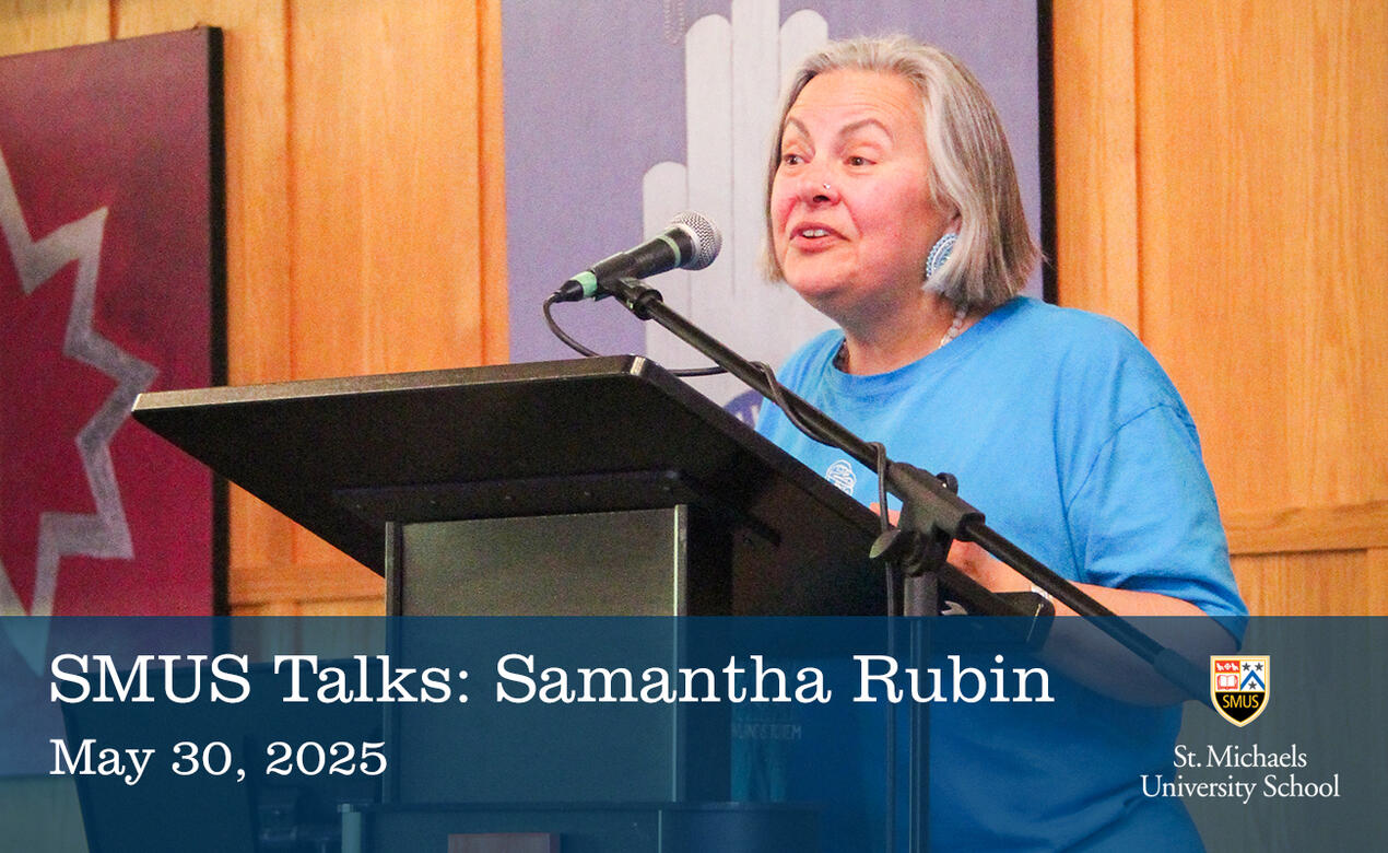 Cover photo of SMUS Talks Samantha Rubin speaking