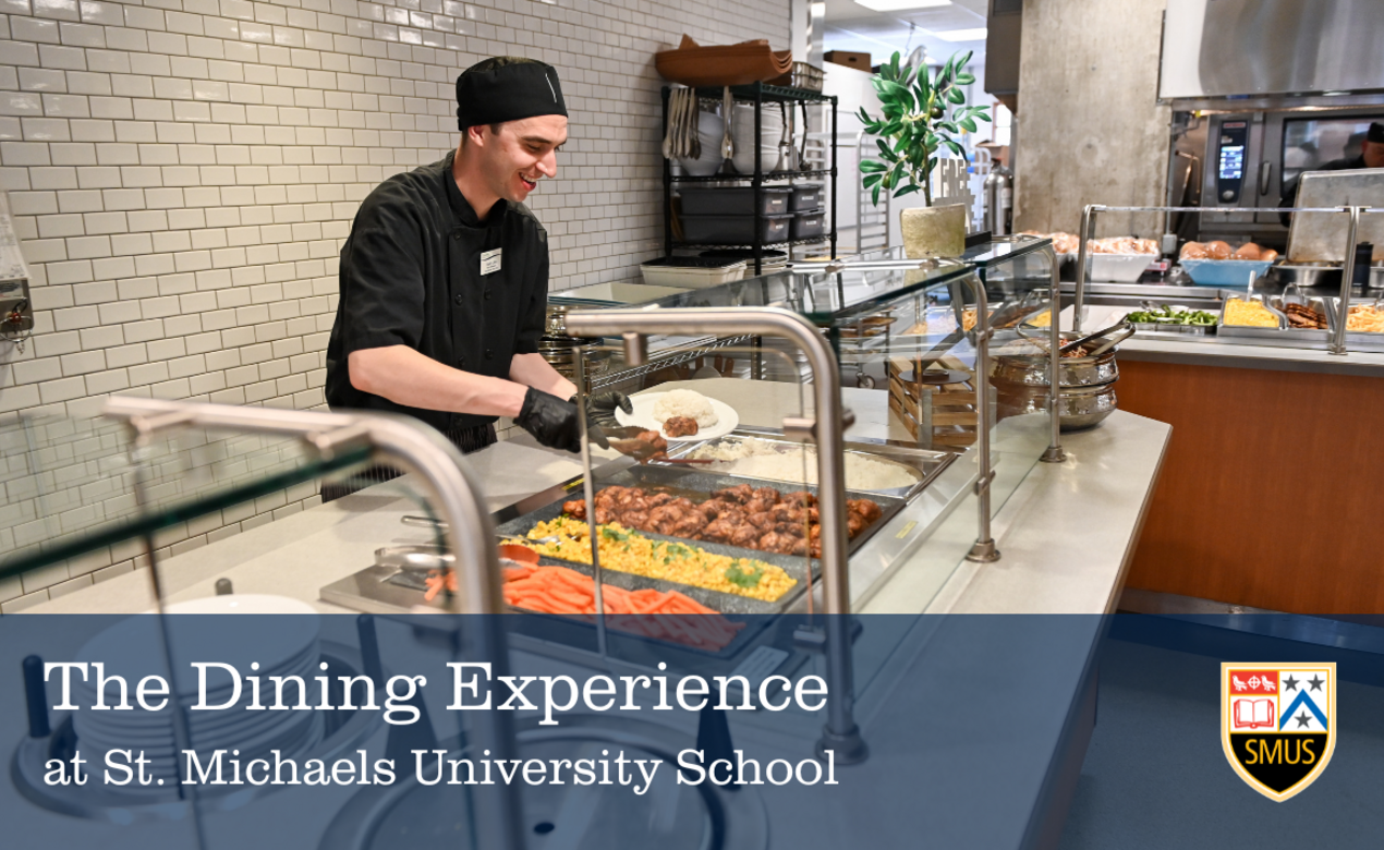 SAGE Dining staff member serves food in the Dining Hall