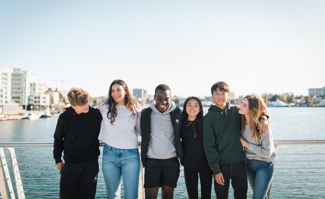 Senior students overlooking Victoria Inner Harbour