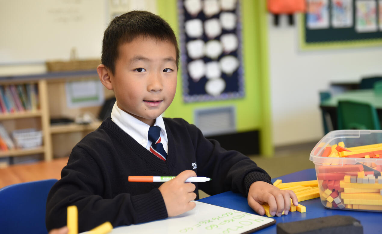Junior School student doing math
