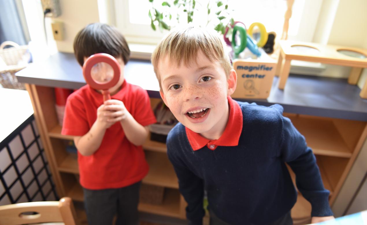 Curious kindergarten students