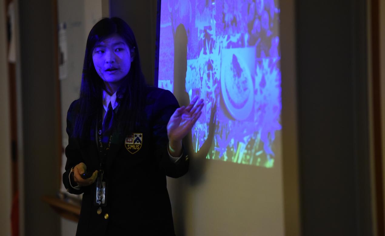 Senior School ELL student giving a classroom presentation