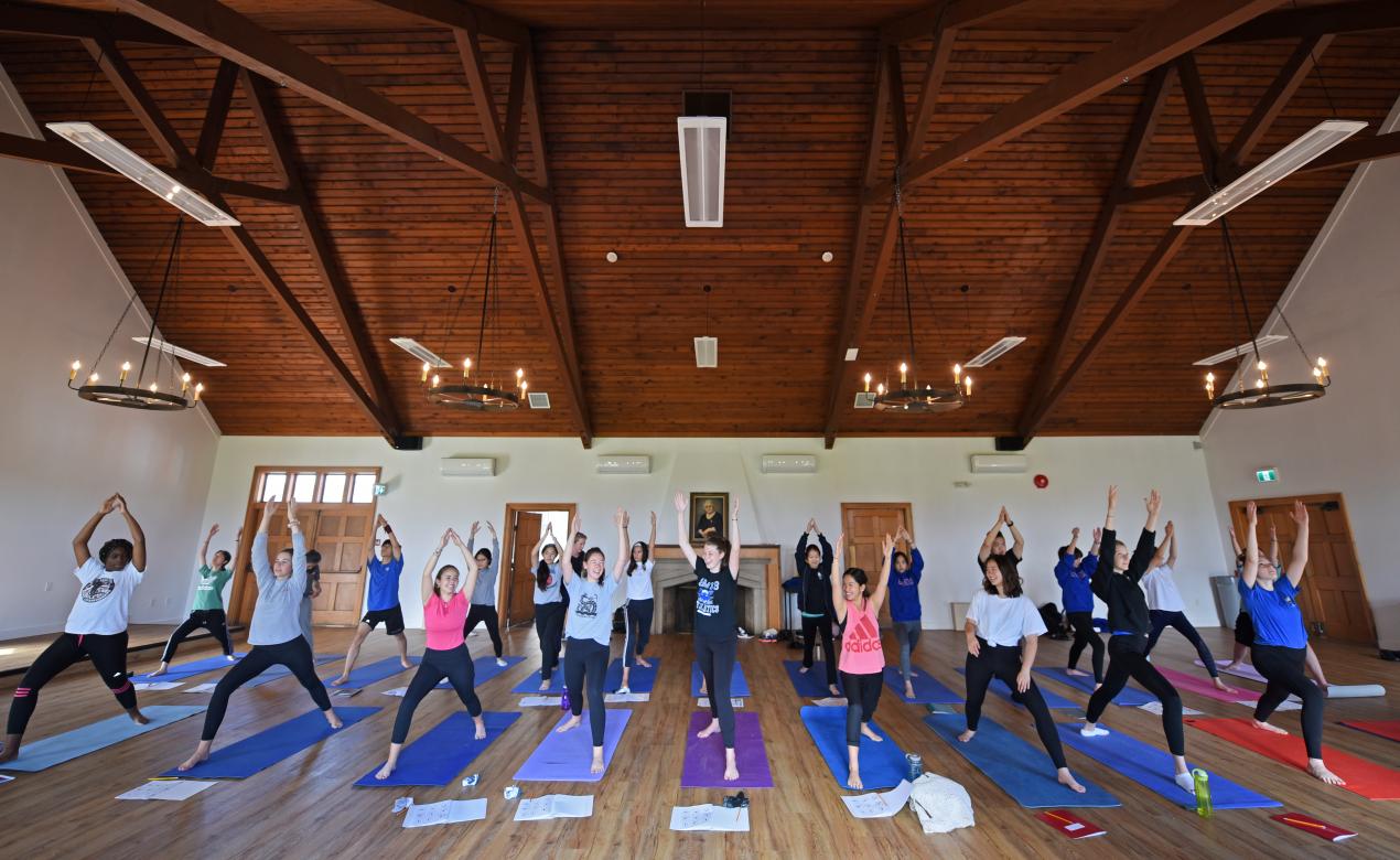 Intermural yoga class in Brown Hall