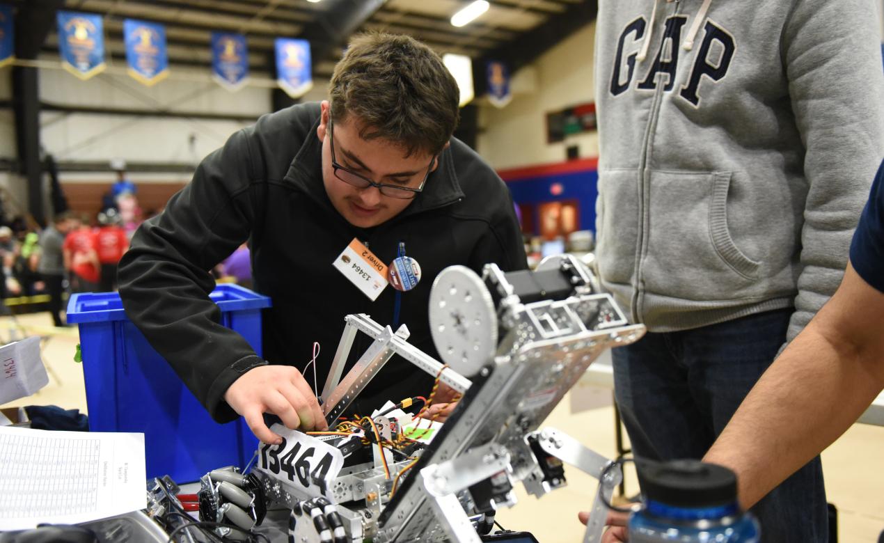 Senior School student participating in a robotics competition