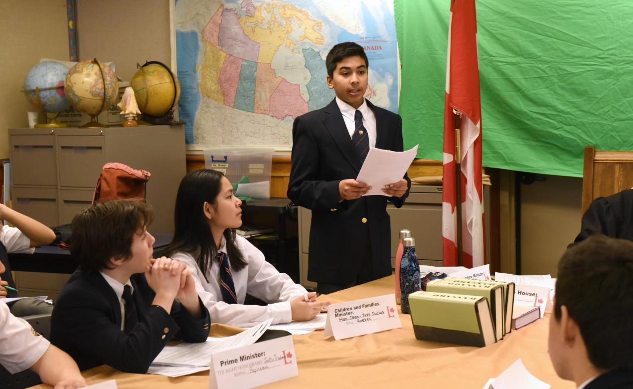 Senior School students doing a mock parliament in Social Studies