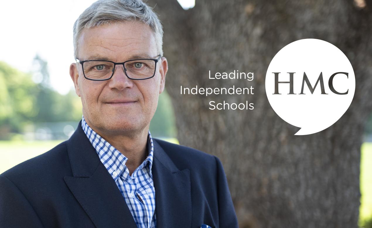 Head of School Mark Turner and the HMC logo