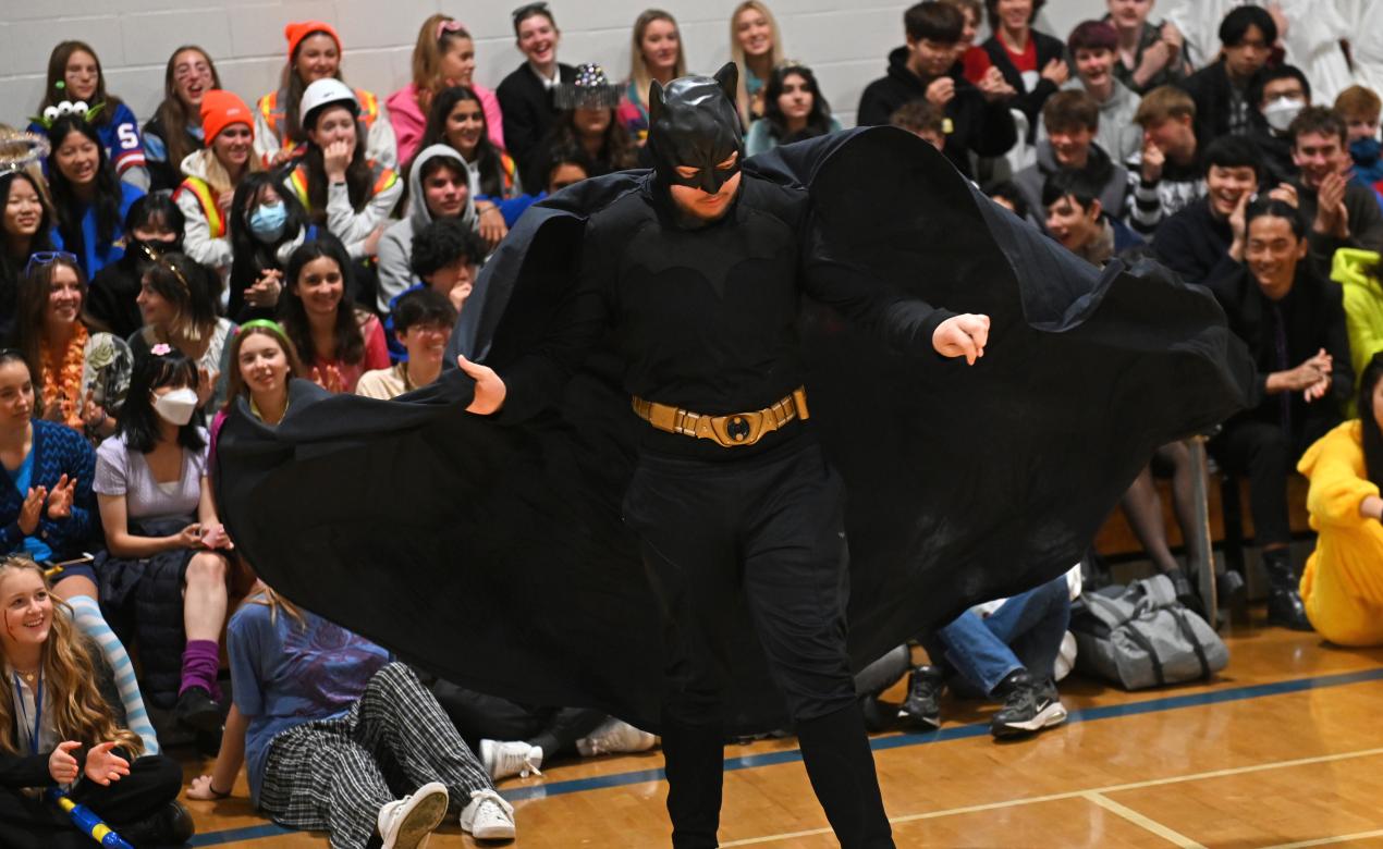 A Senior School student dressed as Batman 