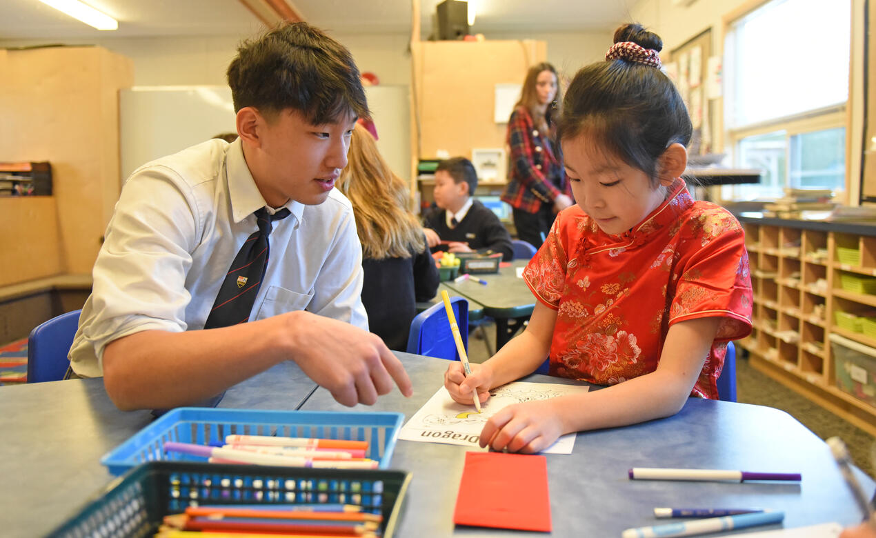 Junior and Senior School students work together while celebrating Lunar New Year.