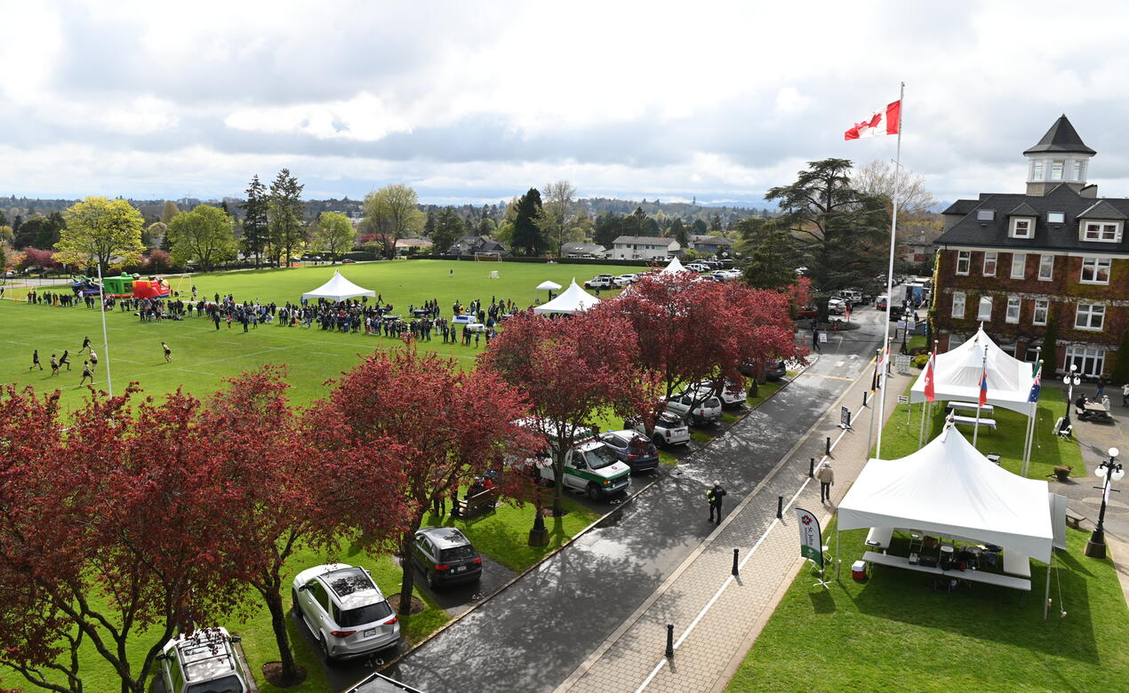 ariel shot of Richmond Road campus during Alumni Weekend 2022