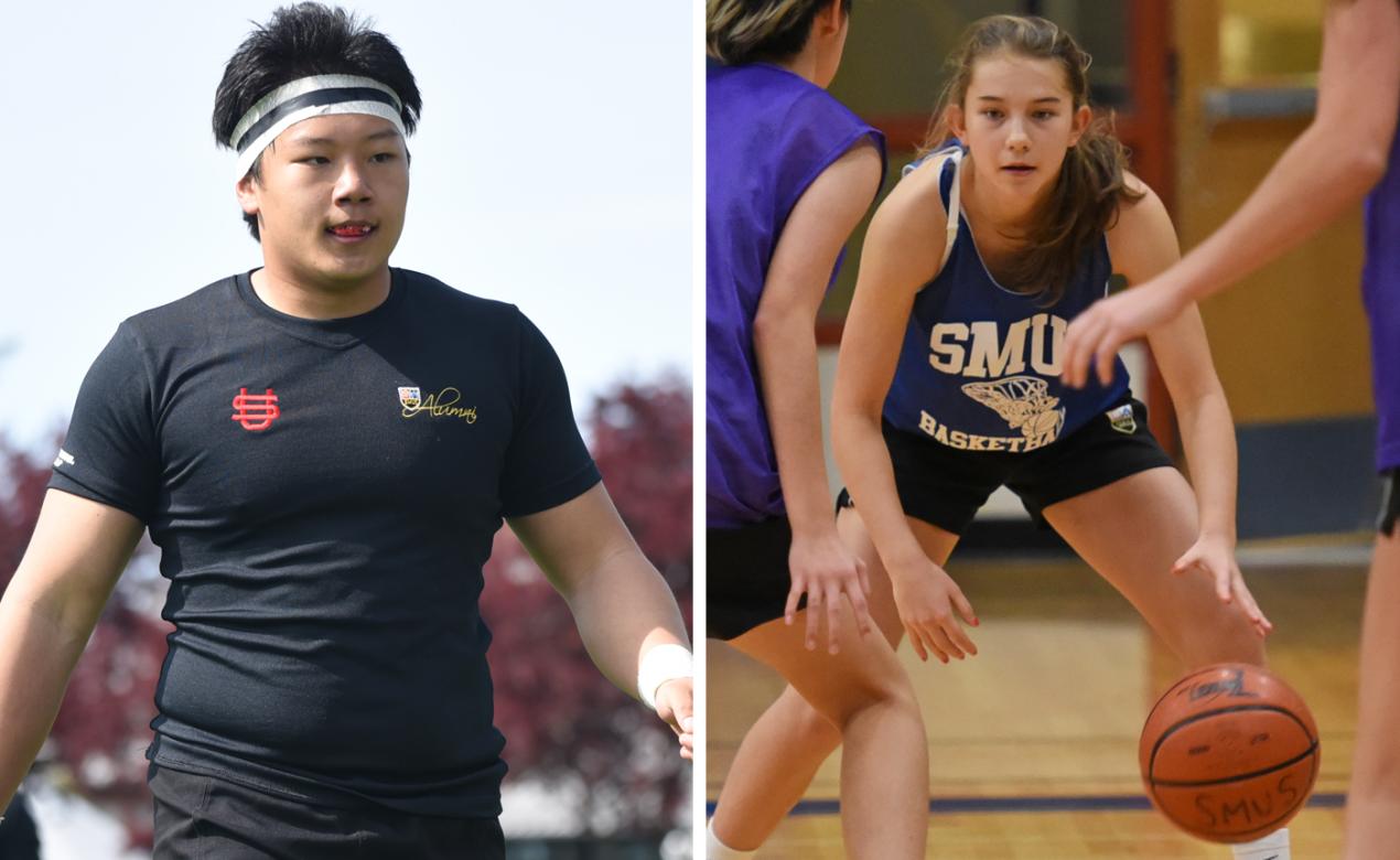 A photo collage of alumnus Josh Mao '20 and student Avery Geddes