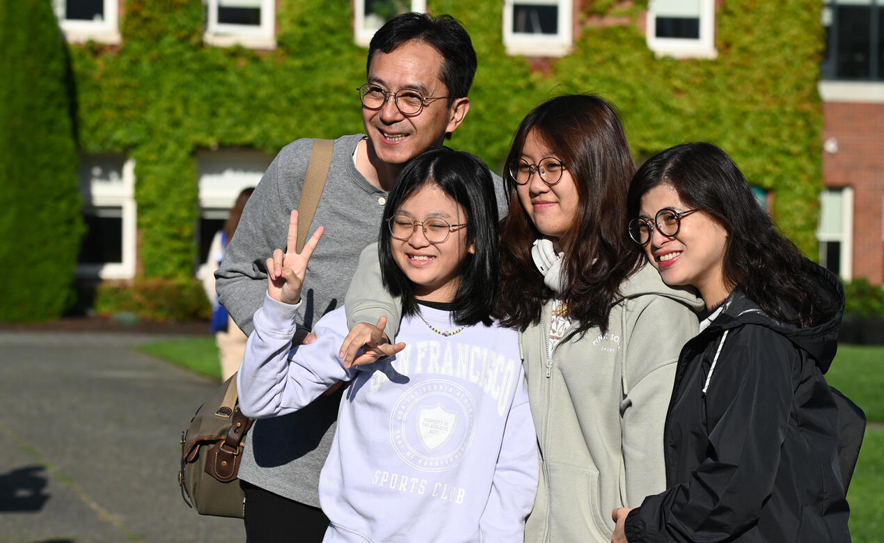 A new boarding family enjoys some moments with their child