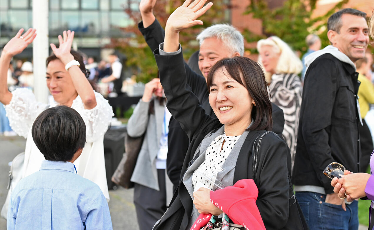 Parents say farewell to their children at the new boarder orientation