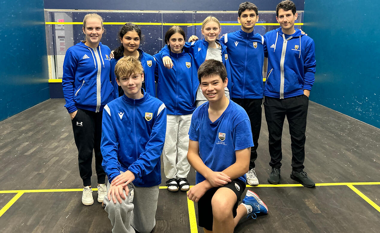 The Squash team on the court