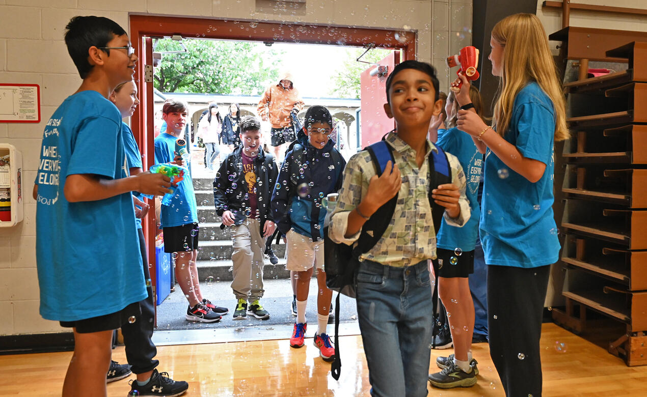 New Middle School students are welcomed by Grade 8 students