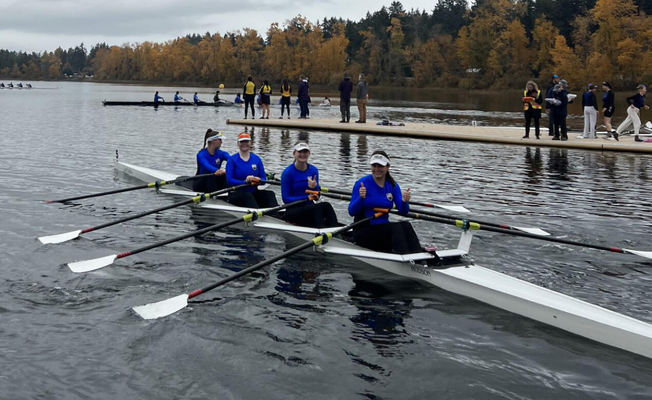 Members of the SMUS senior girls Novice 4x B Division taking home third place at last weekend's City Championship regatta at Elk Lake. 