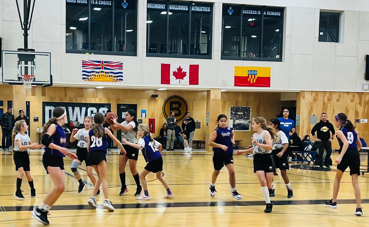 Our Junior School Girls Basketball team playing Belmont