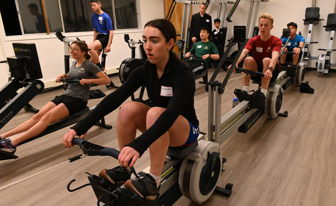 Students training on machines in the newly renovated facility