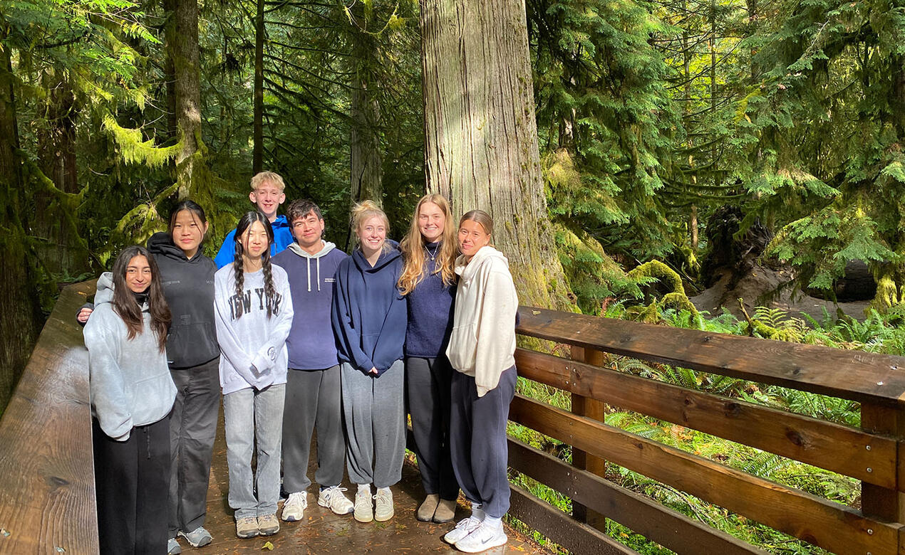 Grade 12 Environmental Science students in forest