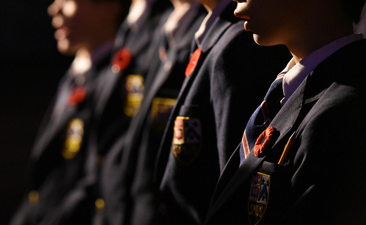 Senior School choir members perform at the Remembrance Day service