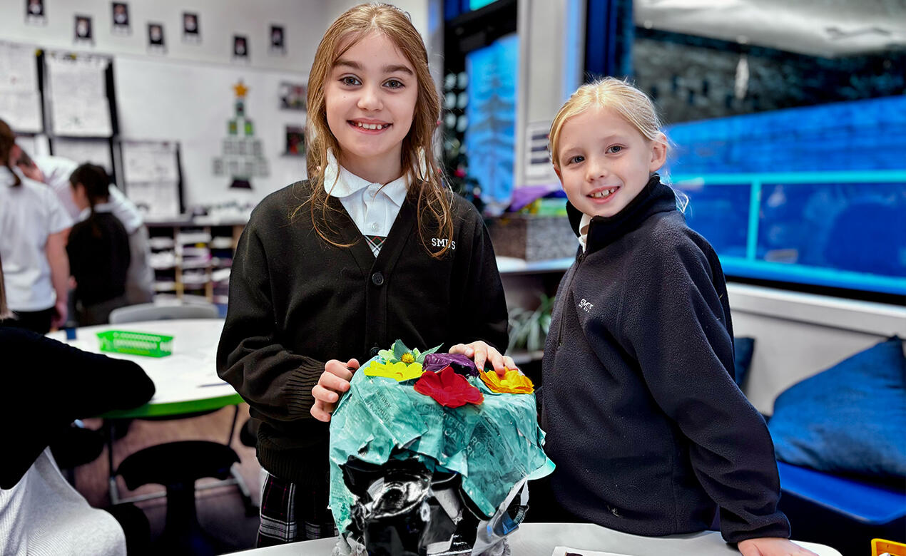 Grade 3 students show their Supercreature