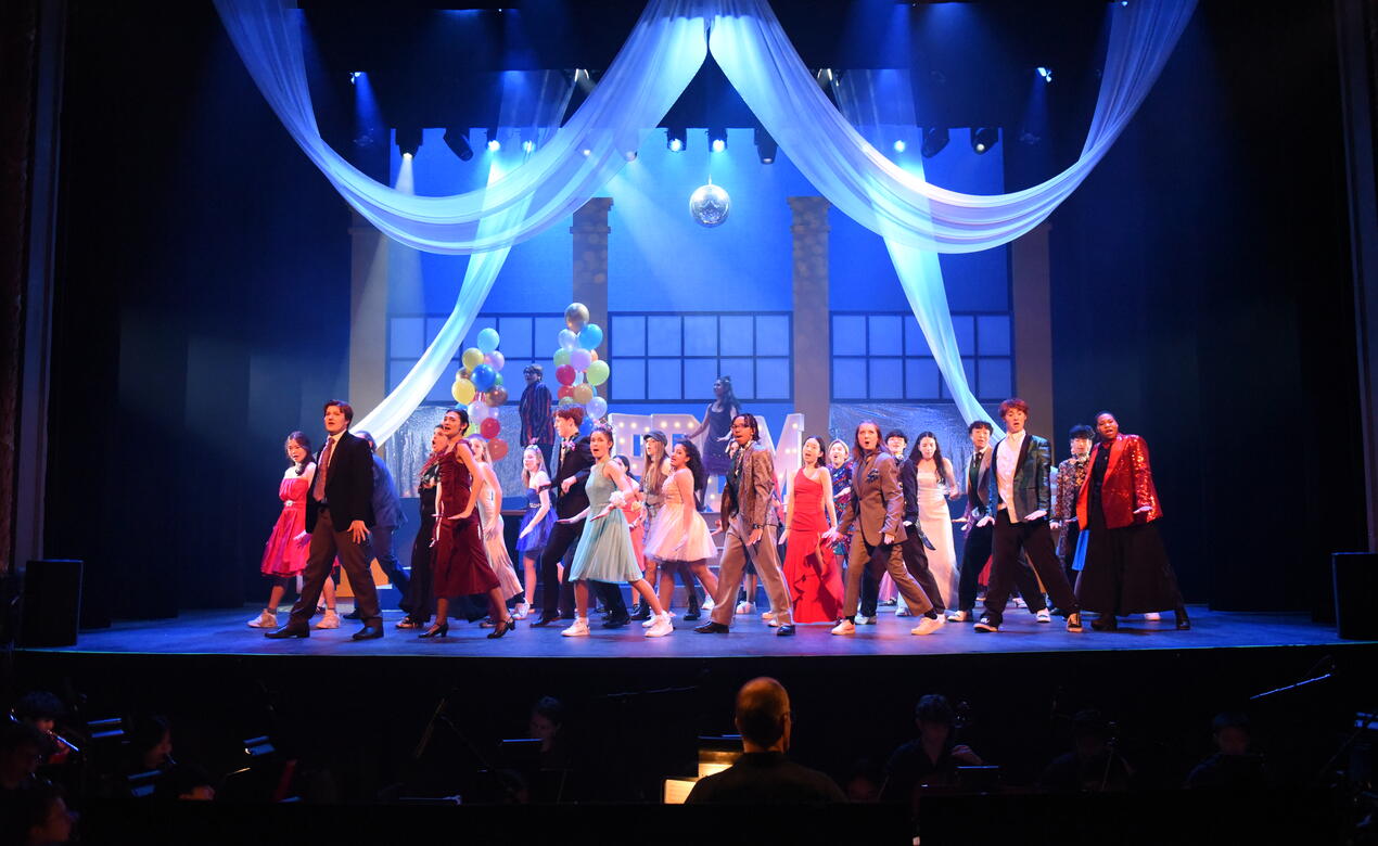 Senior School Musical the Prom is lit on stage during the final moments
