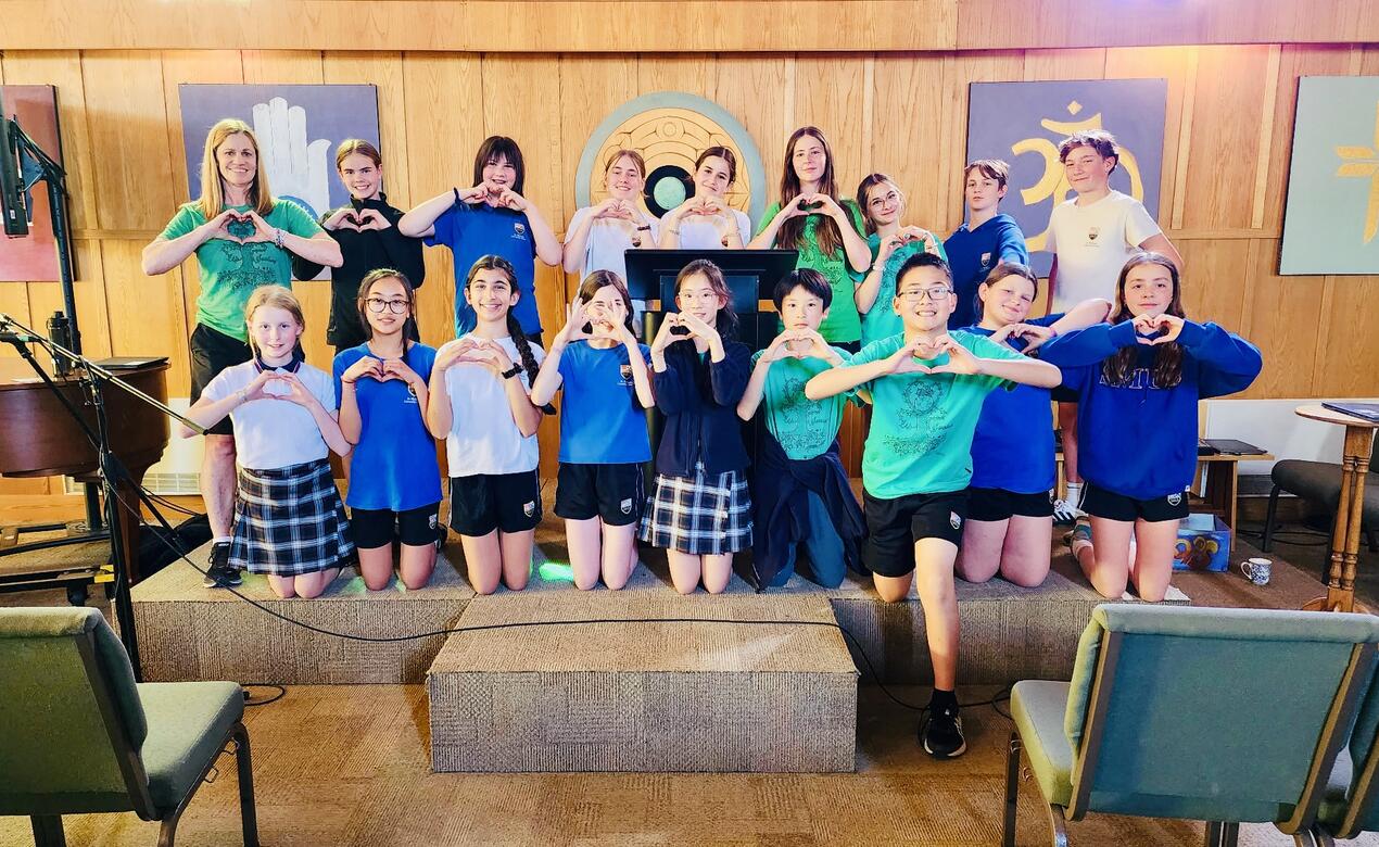 Middle School Earth Week Group photo in chapel