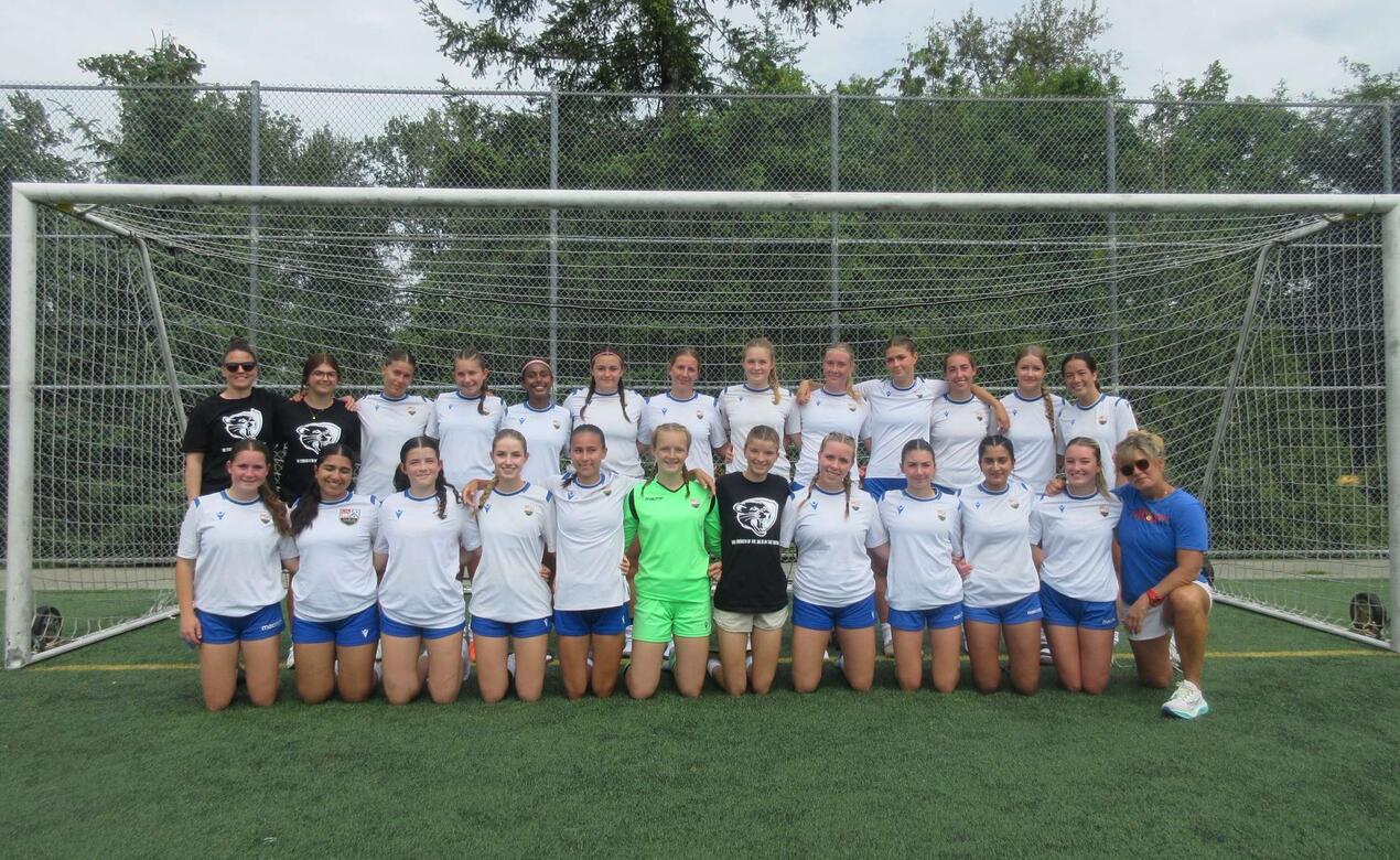 Team Photo of the SEnior Girls Soccer team at provincials 2025