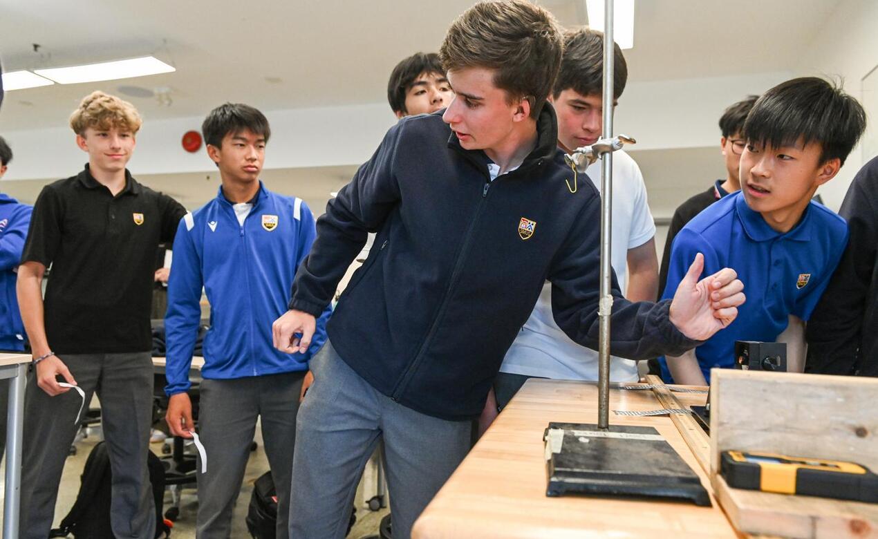 Students measure the speed of light in AP Physics