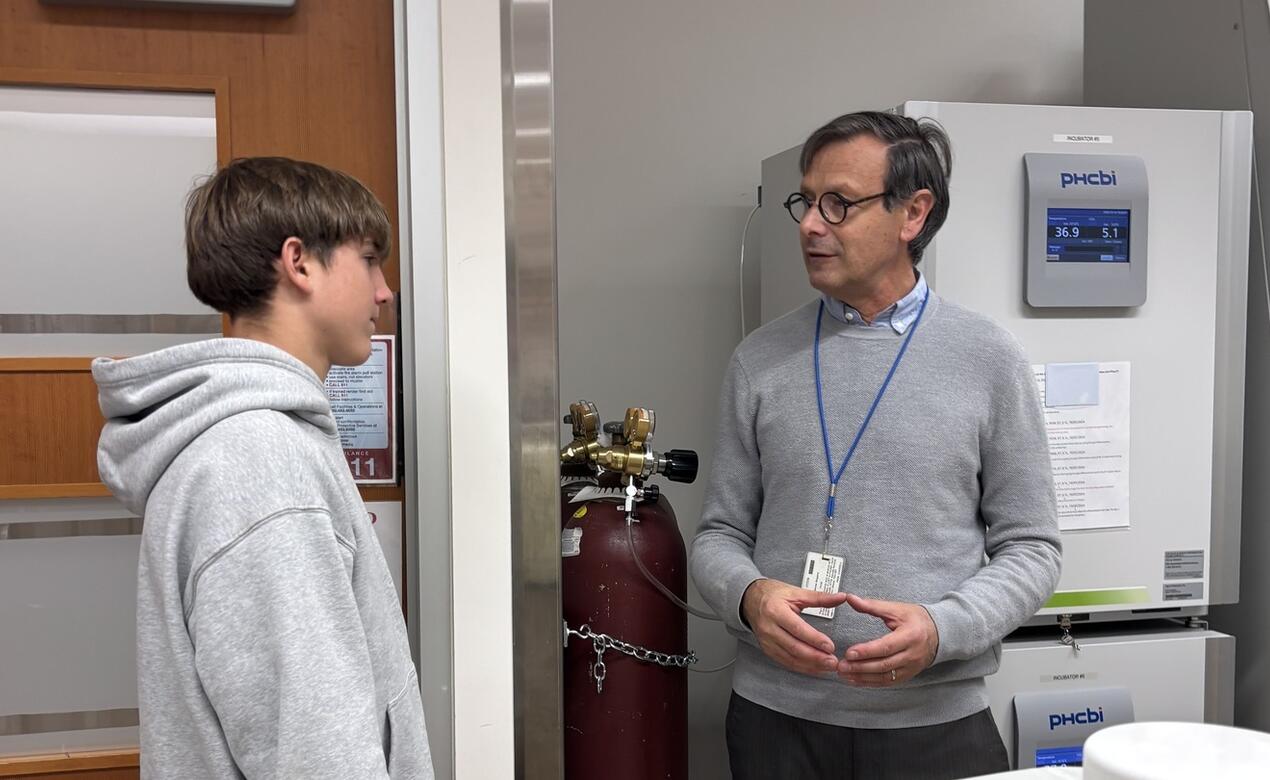 Andrei Marti '27 with Dr. James Shapiro at UofA
