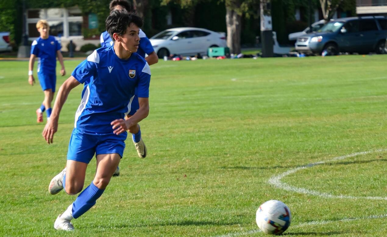 Senior boys soccer in action