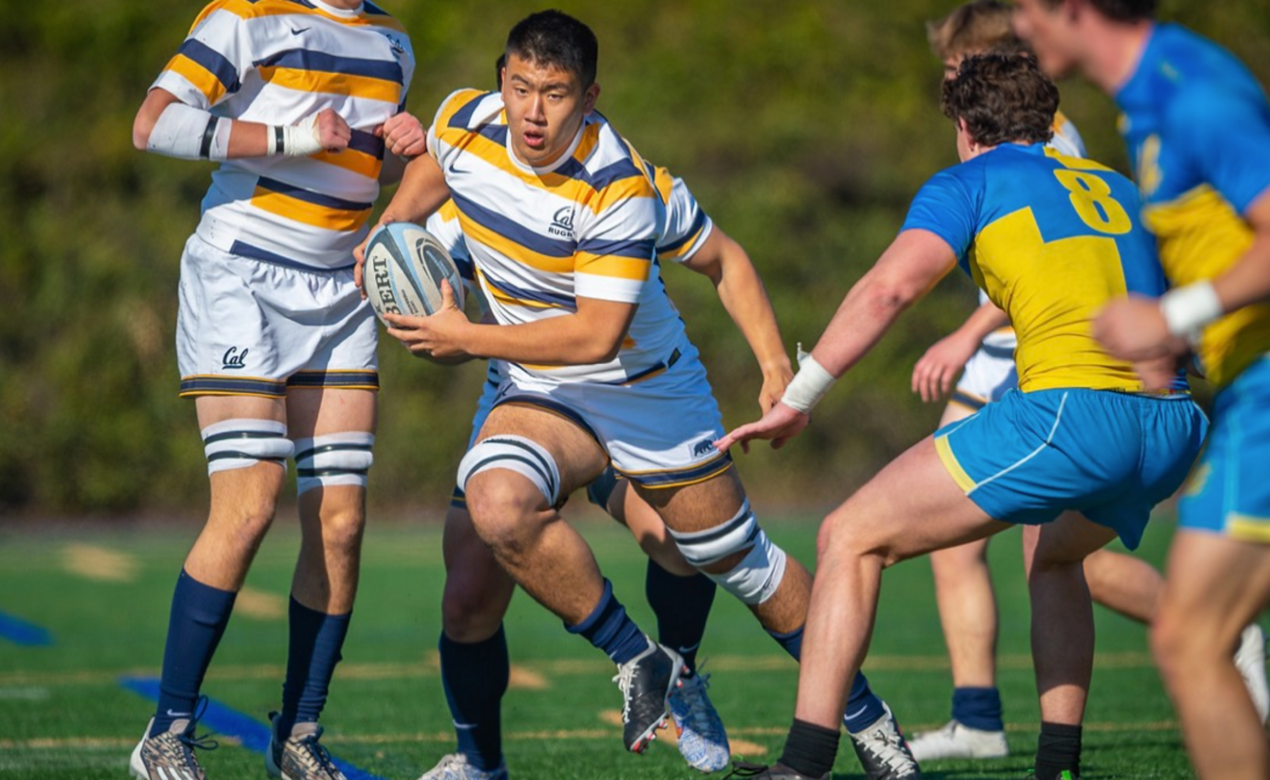 Toby Wu '22 playing rugby for the University of California