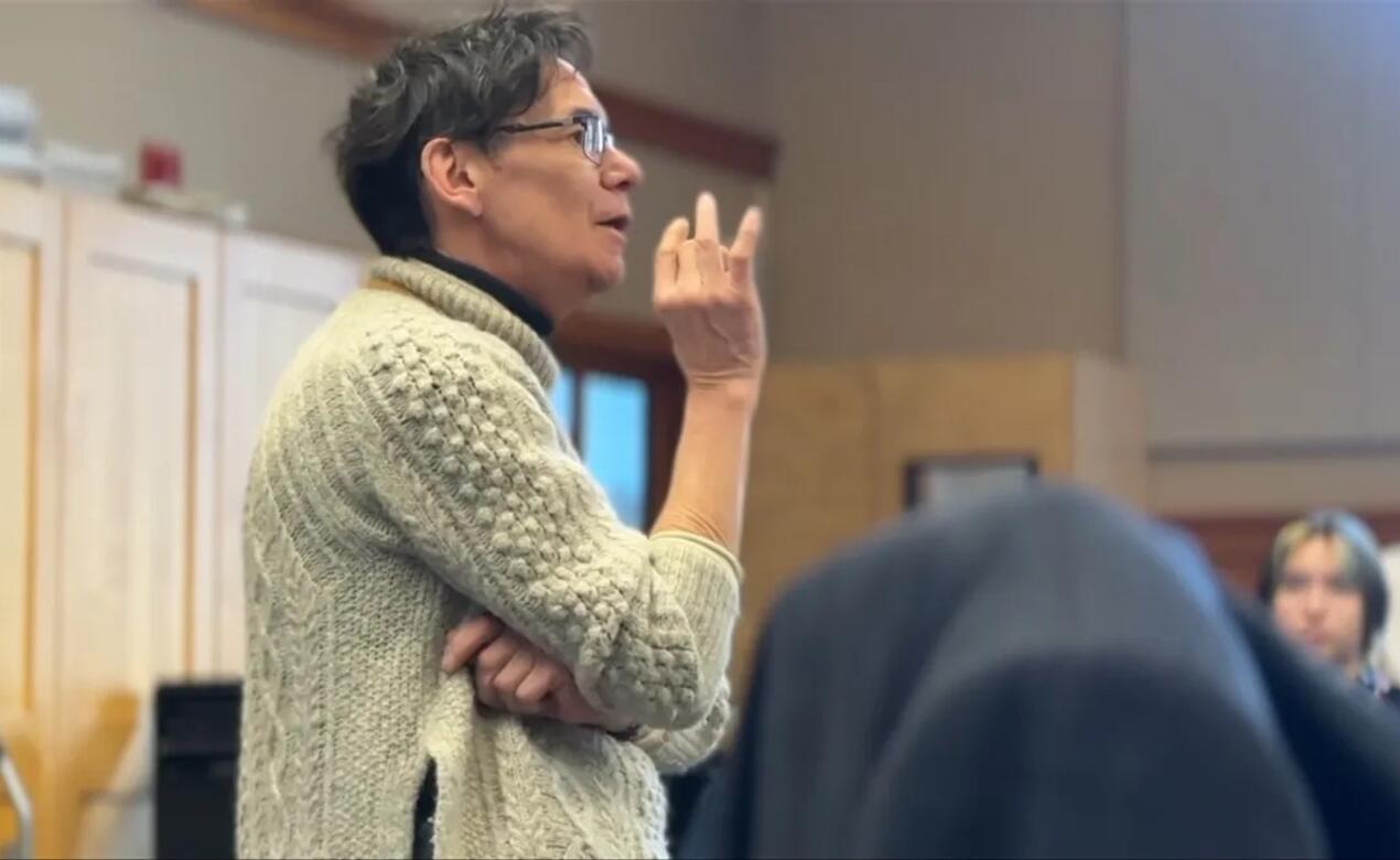 Indigenous Scholar Andrew Balfour with band students at St. Michaels University School