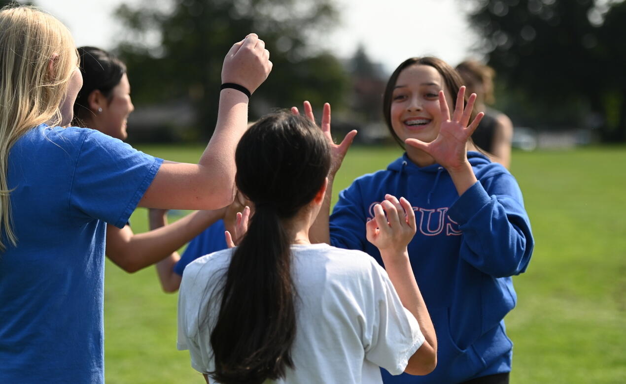 Middle School students play outside