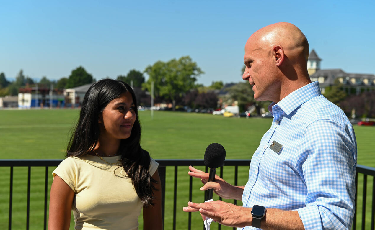 Victoria Arneja gets interviewed by Dr. Jeff Aitken
