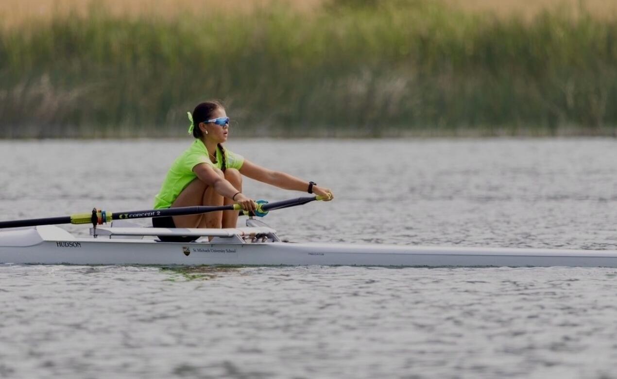 Addy Newman-Ting '28 rowing at BC Summer Games