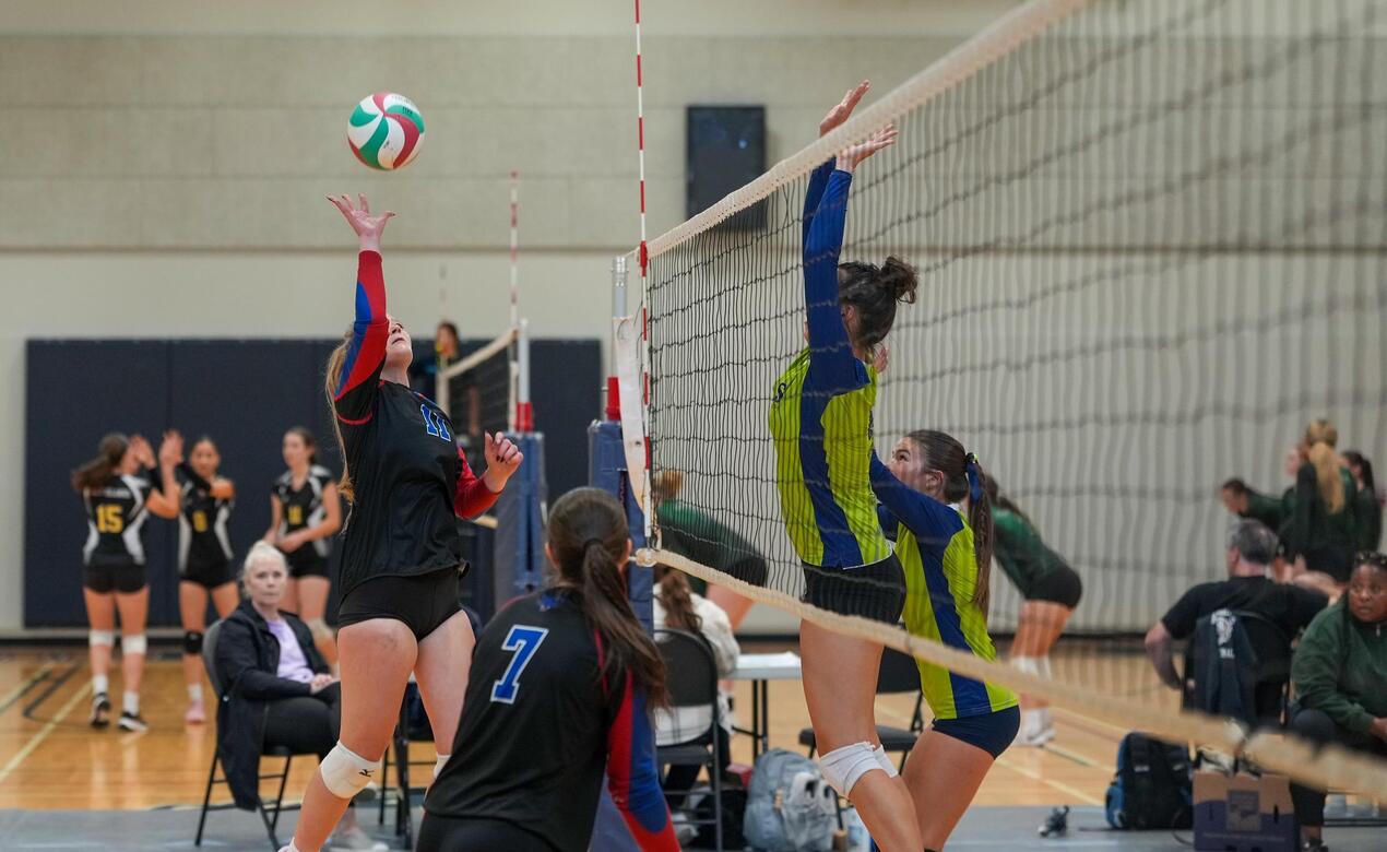 Action from a Senior Girls Volleyball game in 2025.