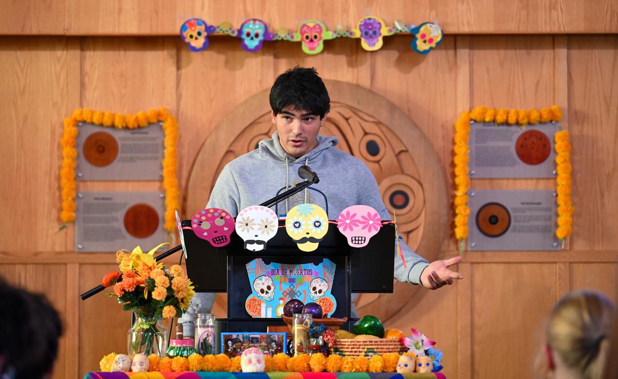 Santiago Flores La Salvia speaks at Chapel