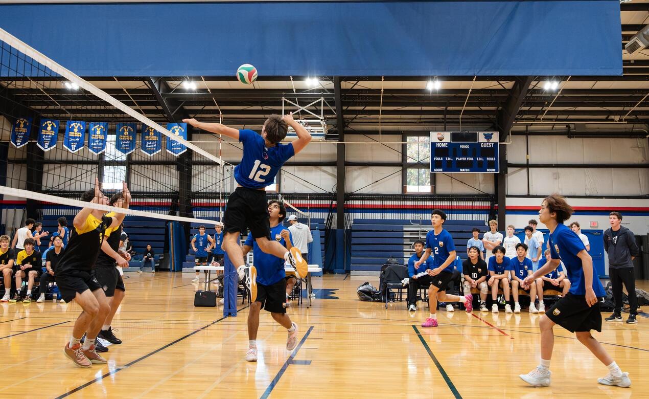 Action from the Senior Boys Volleyball game