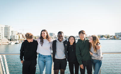Senior students overlooking Victoria Inner Harbour
