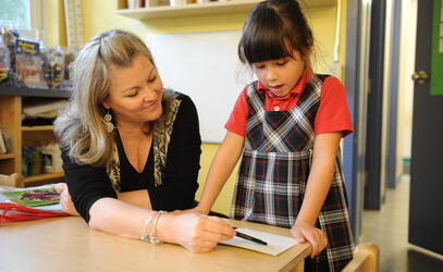 Margaret Lincoln and kindergartener