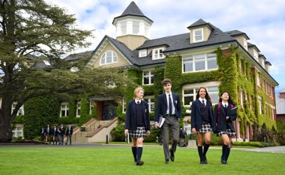 Senior School students in front of School House