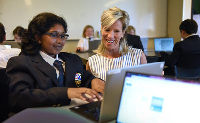 Senior School student and teacher in the classroom