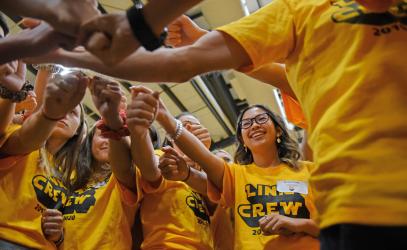 Link Leader crew doing a group cheer