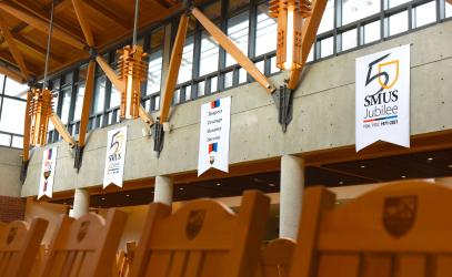 Jubilee banners in the Graves Hall