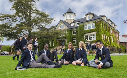 Senior School students in front of School House