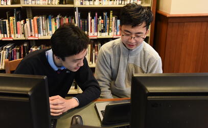 Senior School reading buddies in the Snowden Library