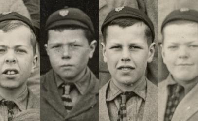 Individual photos of four young boys, the Fulton brothers