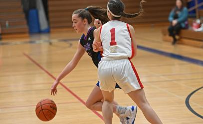 A member of the Junior Girls Basketball team during the Island tournament in February 2023