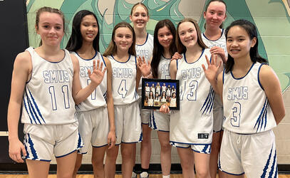 The Grade 8 Girls Basketball team following the 2023 tournament.